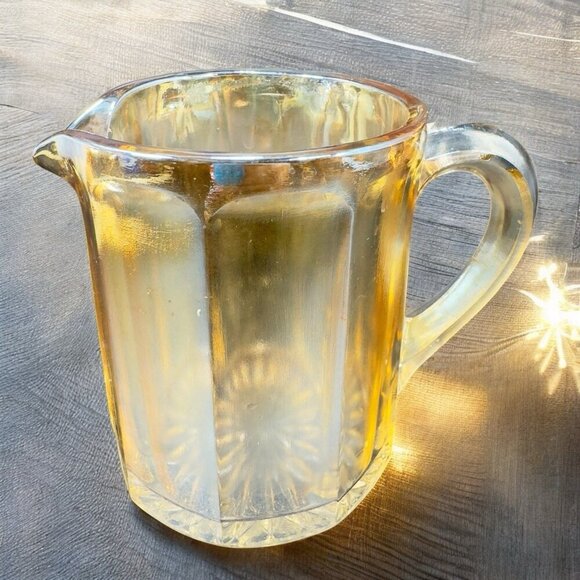 Vintage Carnival Glass Small Pitcher Creamer Jug Shiny Finish Glass Pitcher VTG - Picture 2 of 11